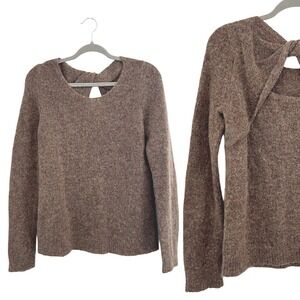 Comptoir des Cotonniers Brown Mohair Blend Bow Back Long Sleeve Sweater S